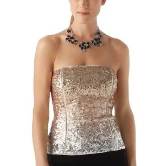 Sequin Bustier for NYE from White House Black Market, Size 0 but fits like an XS - Picture 1 of 7